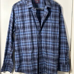 UNTUCKit Navy and Light Blue Checkered Shirt